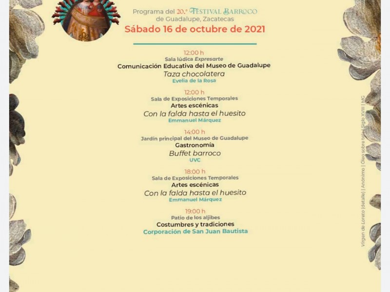 DEL 11 AL 17 DE OCTUBRE EL VIGÉSIMO FESTIVAL BARROCO DE GUADALUPE ZACATECAS  - Alberto Viveros Noticias