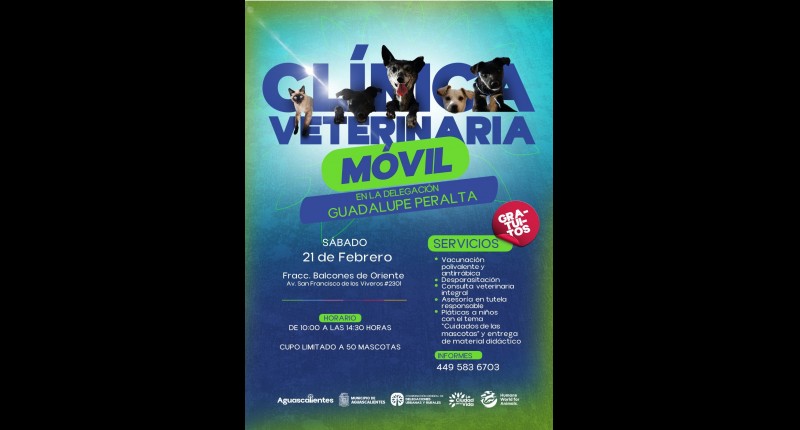 ANUNCIA MUNICIPIO DE AGUASCALIENTES JORNADA DE LA CLÍNICA VETERINARIA MÓVIL