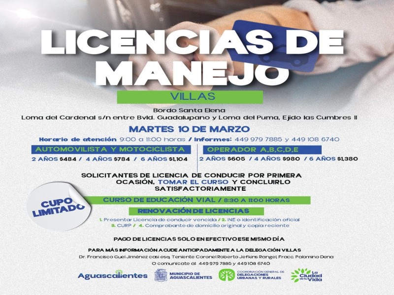 MUNICIPIO DE AGUASCALIENTES ANUNCIA NUEVA JORNADA DE RENOVACIÓN DE LICENCIAS DE CONDUCIR
