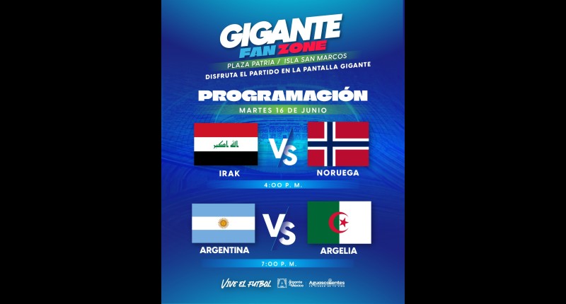 ESTOS SON LOS PARTIDOS QUE SE TRASMITIRÁN ESTE MARTES EN LA FAN ZONE DE AGS 