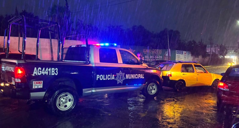 LA SECRETARÍA DE SEGURIDAD PUBLICA MUNICIPAL DE AGS MANTIENE OPERATIVO PERMANENTE DURANTE LAS LLUVIAS REGISTRADAS 