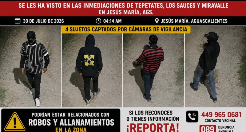 SE BUSCA A ESTA BANDA DE JÓVENES LADRONES DE JESÚS MARÍA, AGUASCALIENTES