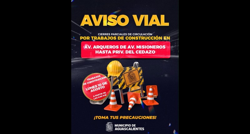 POR REHABILITACIÓN CIERRAN 8 SEMANAS AV ARQUEROS EN AGS 