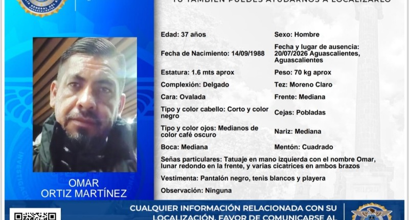 SE BUSCA A OMAR ORTÍZ MARTÍNEZ