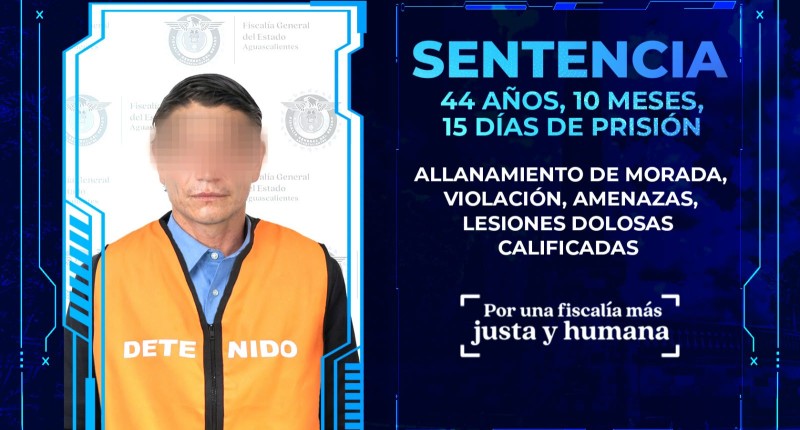 EN AGS SENTENCIAN A  MÁS DE 44 AÑOS DE PRISIÓN A UN HOMBRE POR DIVERSOS DELITOS EN AGRAVIO DE UNA MUJER