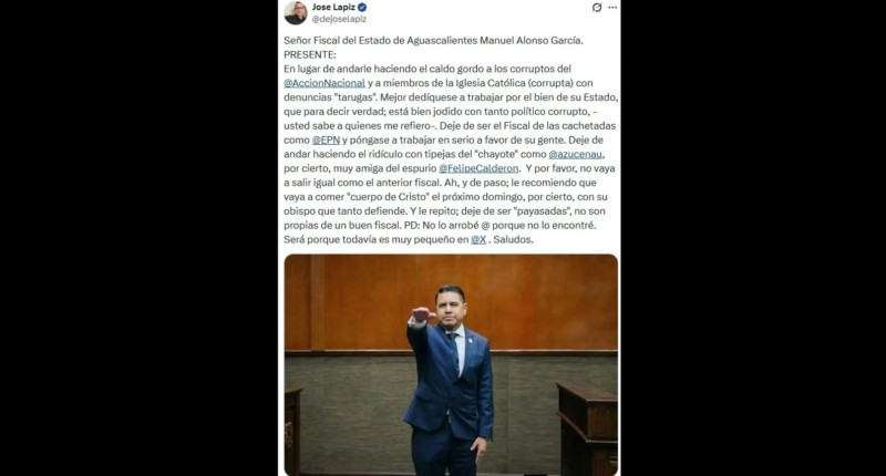 YOUTUBER BAJO INVESTIGACIÓN POR AMENAZAR A OBISPO DESAFÍA AL FISCAL DE AGUASCALIENTES