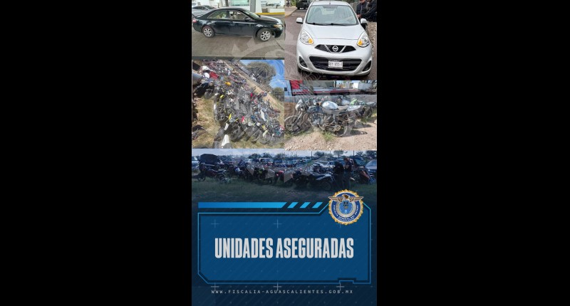 AEIC DE AGS ASEGURA MOTOCICLETAS Y UN VEHÍCULO CON IRREGULARIDADES EN SUS NÚMEROS DE IDENTIFICACIÓN