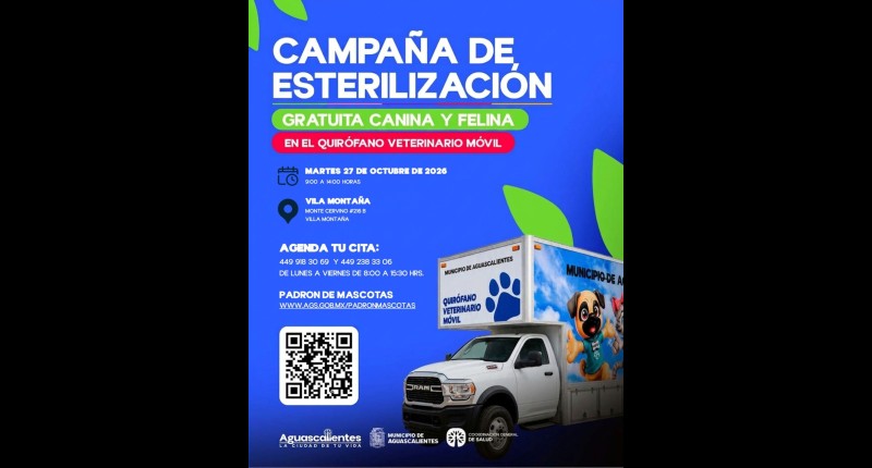 QUIRÓFANO VETERINARIO MÓVIL MUNICIPAL DE AGS BRINDARÁ SERVICIOS EN DIFERENTES PUNTOS DE LA CIUDAD   